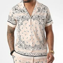 De gros 🎁 Ensemble Chemise Manches Courtes Short Jogging Bandana BM1620 Beige de Frilivin 👏 -Promos Frilivin Magasin frilivin 337896 BM1620 5 20220926T151324 03