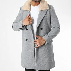 Nouveau 🔔 Manteau Col Mouton FSX2115B Gris Chiné de Frilivin ✨