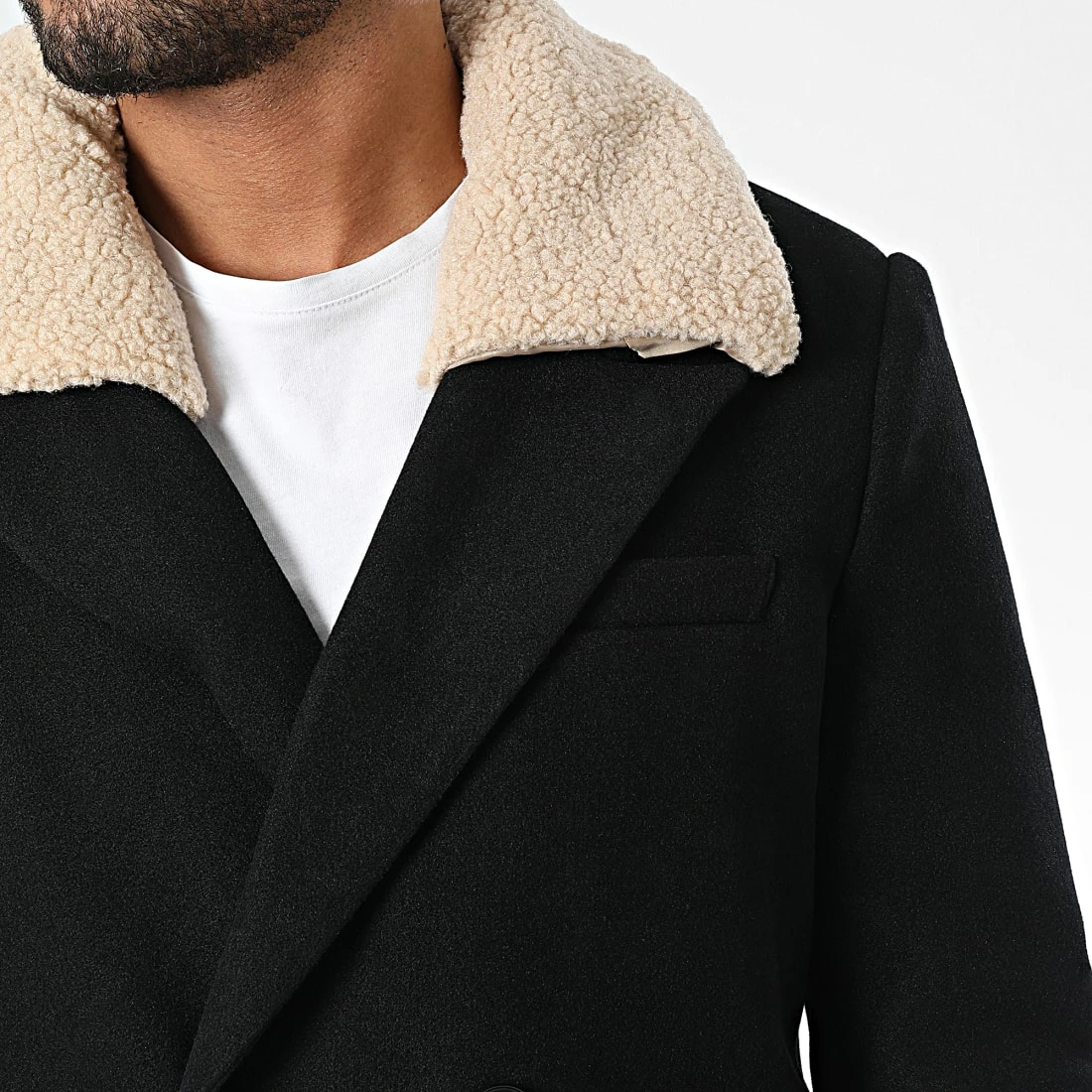 Coupon 🔔 Manteau Col Mouton FSX2115B Noir de Frilivin 🔥 4 Coupon 🔔 Manteau Col Mouton FSX2115B Noir de Frilivin 🔥 – Image 2