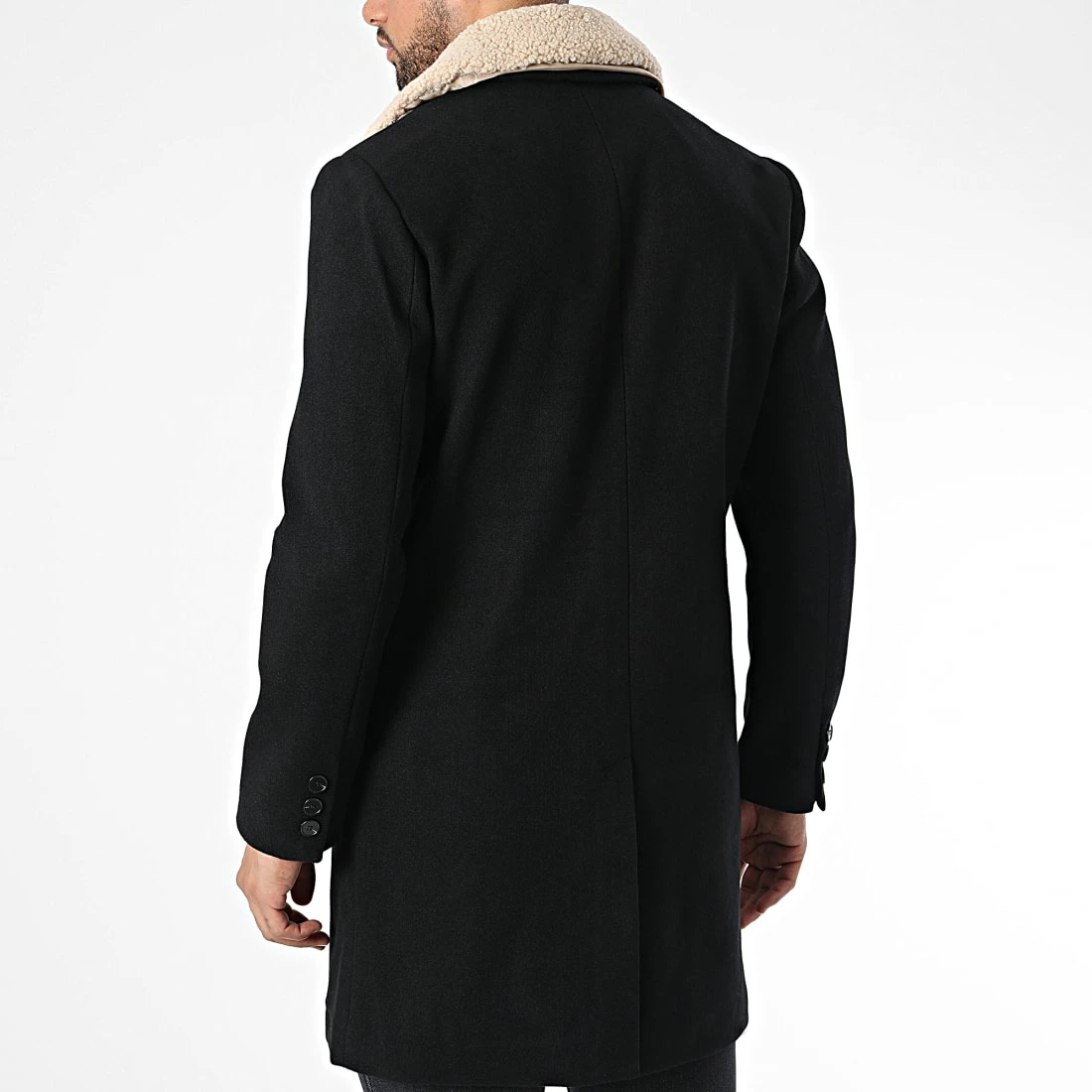 Coupon 🔔 Manteau Col Mouton FSX2115B Noir de Frilivin 🔥 6 Coupon 🔔 Manteau Col Mouton FSX2115B Noir de Frilivin 🔥 – Image 4