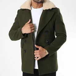 Vente flash 🔥 Veste Col Mouton FSX2081B Vert Kaki de Frilivin 🎉