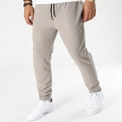 Sortie 🎉 Pantalon Jogging A Rayures 7347 Gris Taupe de Frilivin 🧨