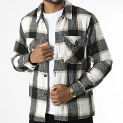 De gros 💯 Surchemise A Carreaux QQ160D10 Beige Noir de Frilivin ✔️