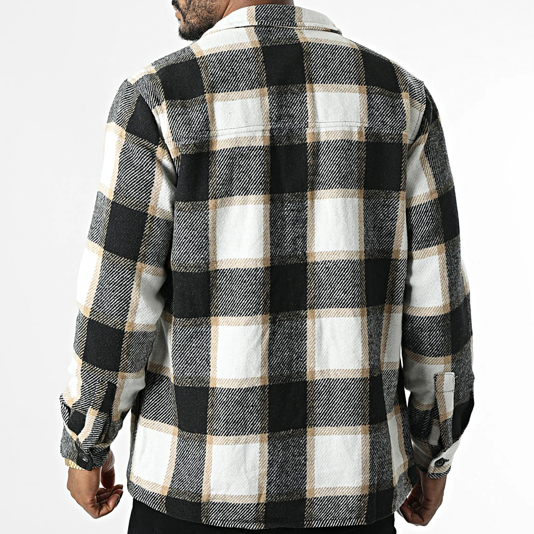 De gros 💯 Surchemise A Carreaux QQ160D10 Beige Noir de Frilivin ✔️ 6 De gros 💯 Surchemise A Carreaux QQ160D10 Beige Noir de Frilivin ✔️ – Image 4