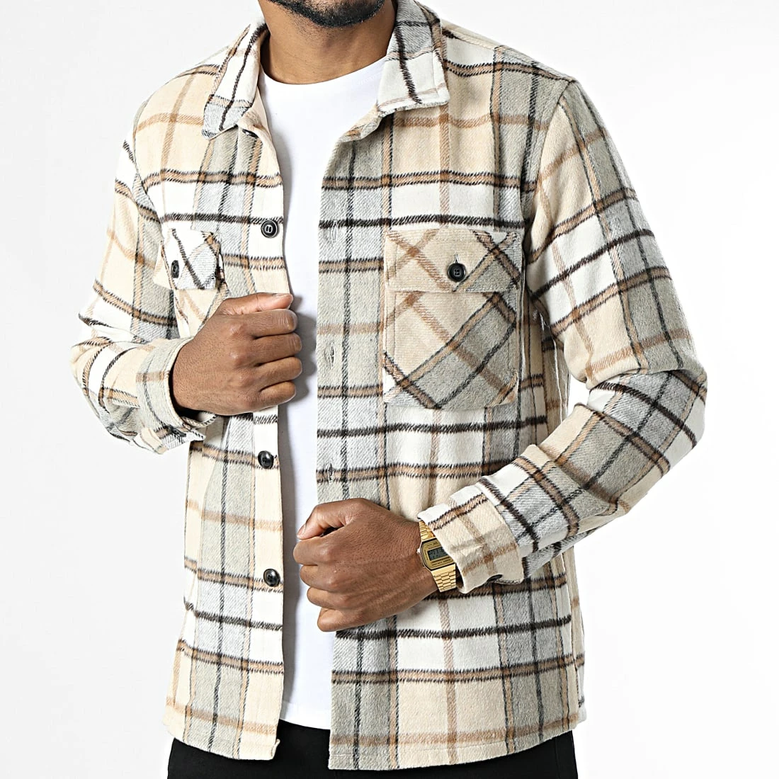 Grosses soldes 🔥 Surchemise A Carreaux QQ160H15 Beige de Frilivin 🌟 3 Grosses soldes 🔥 Surchemise A Carreaux QQ160H15 Beige de Frilivin 🌟