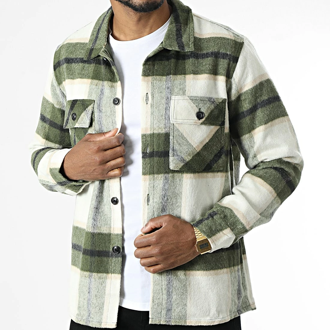 Le moins cher 🔔 Surchemise A Carreaux QQ160E11 Vert Beige de Frilivin 🌟 3 Le moins cher 🔔 Surchemise A Carreaux QQ160E11 Vert Beige de Frilivin 🌟