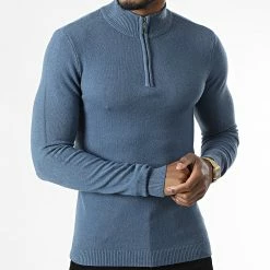 Offres 😍 Pull Col Zippé FA5027 Bleu de Frilivin 👍 -Promos Frilivin Magasin frilivin 340129 FA5027 31 20220927T154411 03