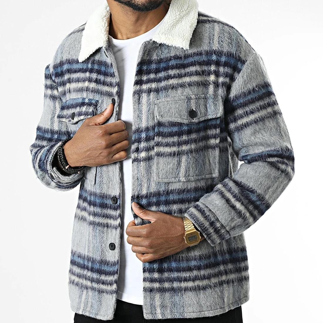 Budget ⭐ Surchemise A Carreaux Col Mouton QQ160L18 Bleu de Frilivin 👏 3 Budget ⭐ Surchemise A Carreaux Col Mouton QQ160L18 Bleu de Frilivin 👏