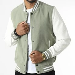 Vente flash 🎁 Veste Teddy QQ675 Vert Kaki Blanc de Frilivin 🤩