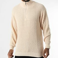 Promo 🤩 Pull Col Zippé PS2150 Orange Clair de Frilivin 🛒