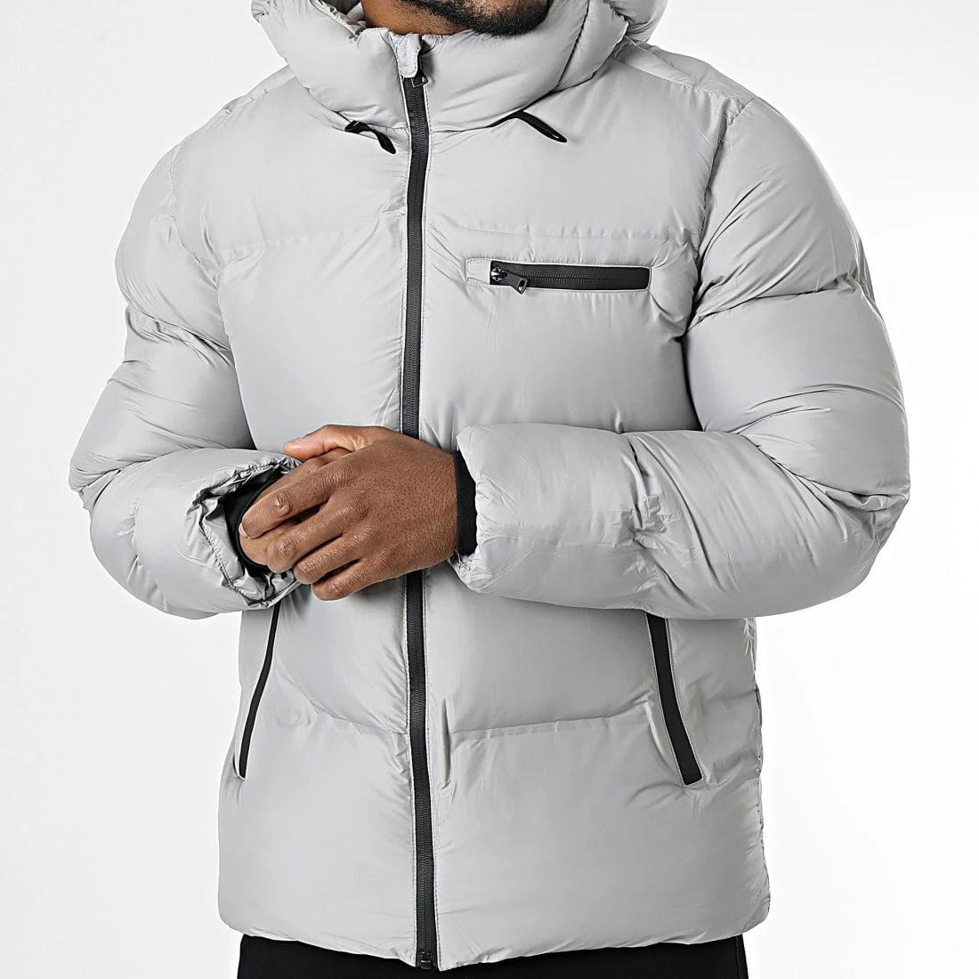 Le moins cher 🔔 Doudoune Capuche AB6698 Gris Clair de Frilivin 🎉 5 Le moins cher 🔔 Doudoune Capuche AB6698 Gris Clair de Frilivin 🎉 – Image 3