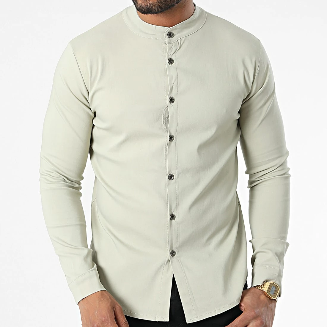 Tout neuf ✨ Chemise Manches Longues Col Mao 4221 Beige de Frilivin ❤️ 5 Tout neuf ✨ Chemise Manches Longues Col Mao 4221 Beige de Frilivin ❤️ – Image 3