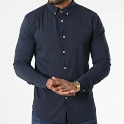 Sortie 👏 Chemise Manches Longues 4223 Bleu Marine de Frilivin 🌟