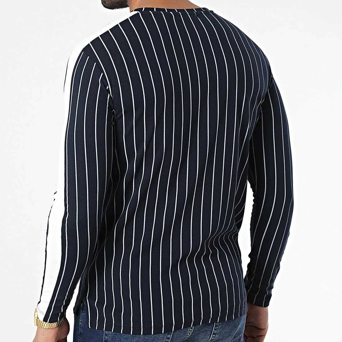 Tout neuf 👍 Tee 👚 Shirt Manches Longues A Bandes FL038 Bleu Marine de Frilivin 🔔 6 Tout neuf 👍 Tee 👚 Shirt Manches Longues A Bandes FL038 Bleu Marine de Frilivin 🔔 – Image 4