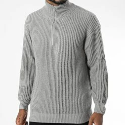 Meilleur prix ❤️ Pull Col Zippé PS2150 Gris de Frilivin 🥰