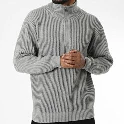 Meilleur prix ❤️ Pull Col Zippé PS2150 Gris de Frilivin 🥰 -Promos Frilivin Magasin frilivin 340288 PS2150 37 20221007T150358 03