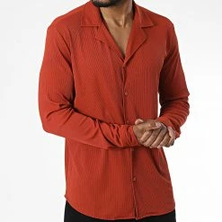 Nouveau 😍 Chemise Manches Longues X16107 Rouge Brique de Frilivin 🤩 -Promos Frilivin Magasin frilivin 340299 X16107 PINK 20221007T150439 03