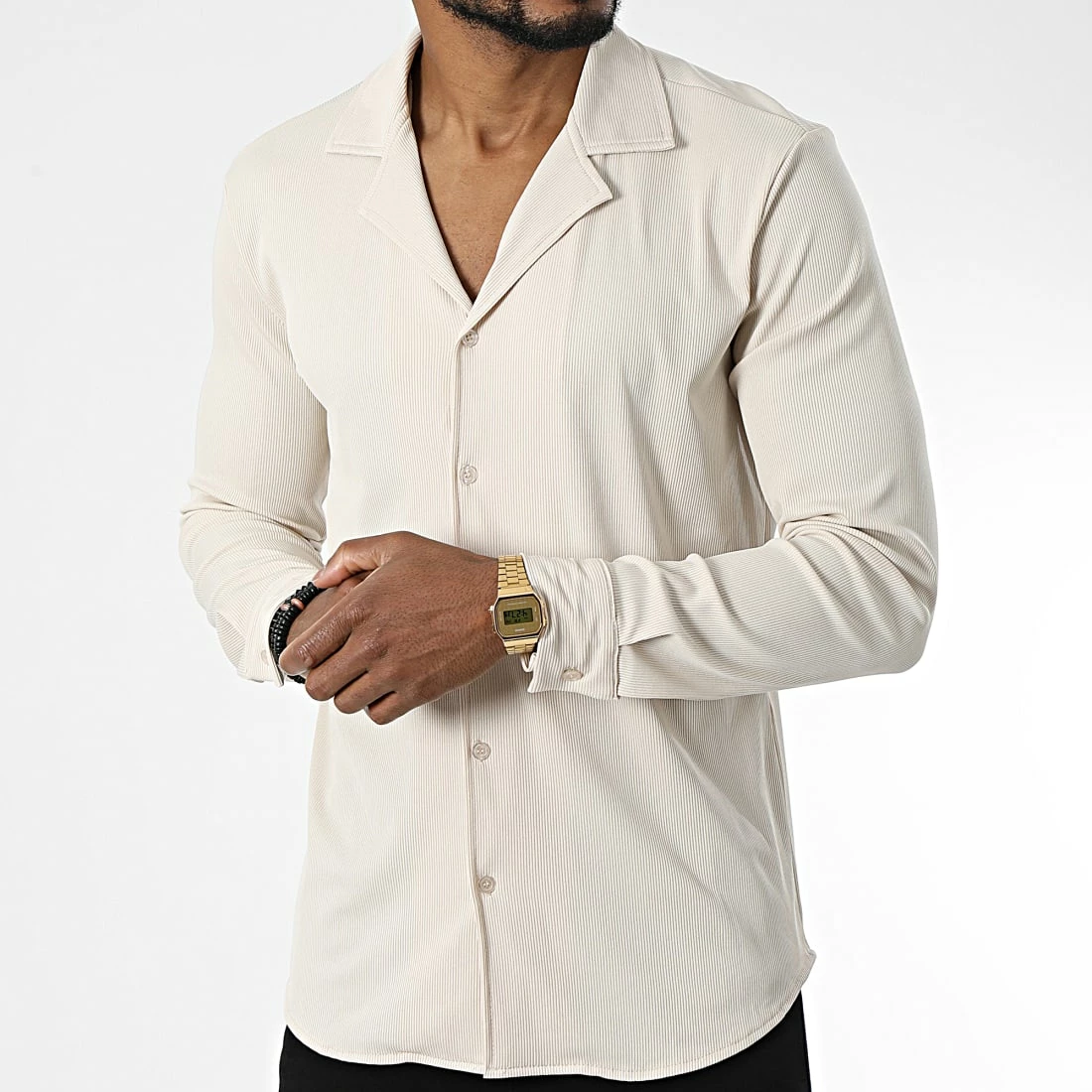 Sortie 🧨 Chemise Manches Longues X16107 Beige de Frilivin 👏 3 Sortie 🧨 Chemise Manches Longues X16107 Beige de Frilivin 👏