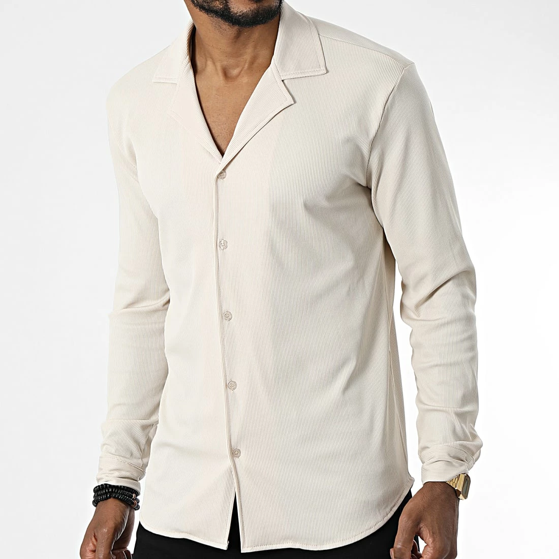 Sortie 🧨 Chemise Manches Longues X16107 Beige de Frilivin 👏 5 Sortie 🧨 Chemise Manches Longues X16107 Beige de Frilivin 👏 – Image 3