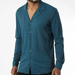Meilleure affaire ⭐ Chemise Manches Longues X16107 Bleu Pétrole de Frilivin ❤️