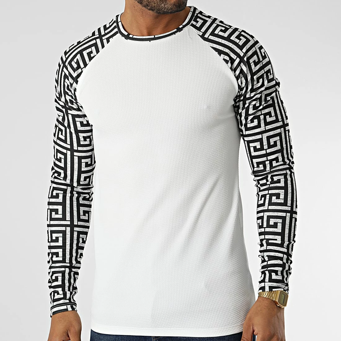 Nouveau 🎁 Tee 👚 Shirt Manches Longues D7539 Blanc Noir de Frilivin 👏 3 Nouveau 🎁 Tee 👚 Shirt Manches Longues D7539 Blanc Noir de Frilivin 👏