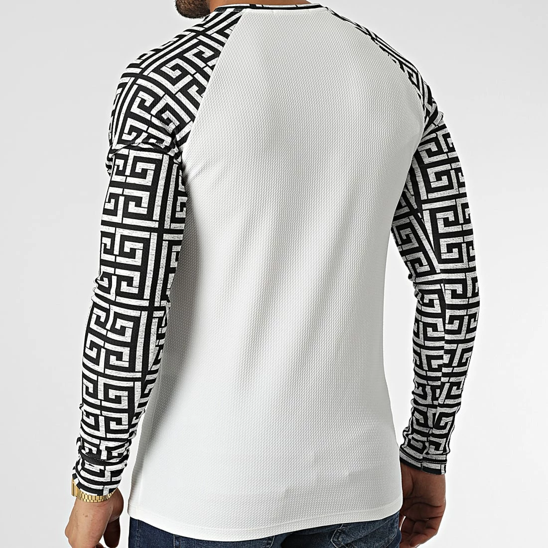 Nouveau 🎁 Tee 👚 Shirt Manches Longues D7539 Blanc Noir de Frilivin 👏 6 Nouveau 🎁 Tee 👚 Shirt Manches Longues D7539 Blanc Noir de Frilivin 👏 – Image 4