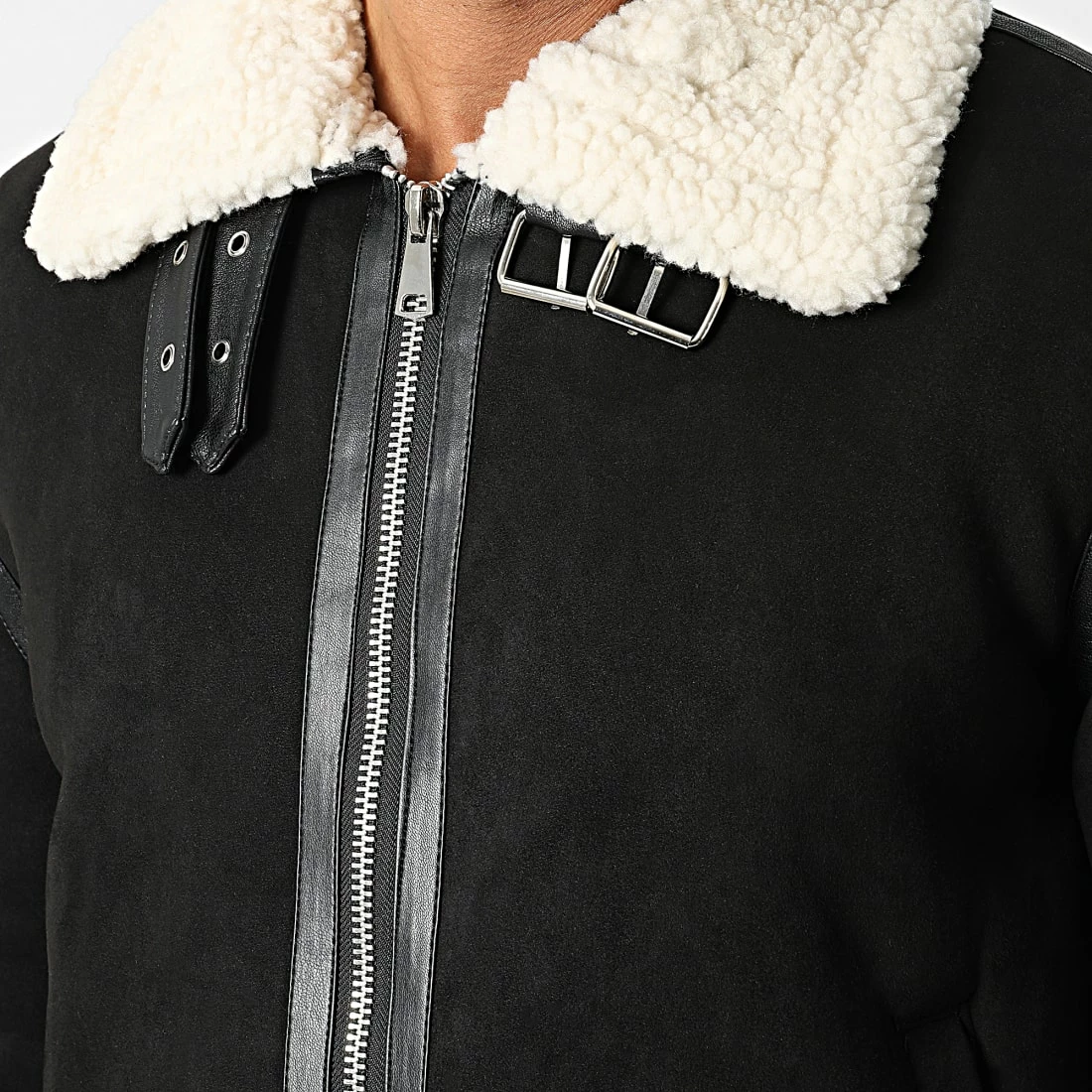 Promo 💯 Veste Col Mouton QQ619 Noir de Frilivin ❤️ 4 Promo 💯 Veste Col Mouton QQ619 Noir de Frilivin ❤️ – Image 2