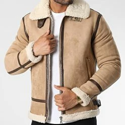 Acheter 🌟 Veste Col Mouton QQ619 Beige de Frilivin ⌛