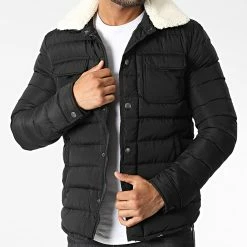 Vente flash 🤩 Doudoune Col Mouton AB6680 Noir de Frilivin ✔️