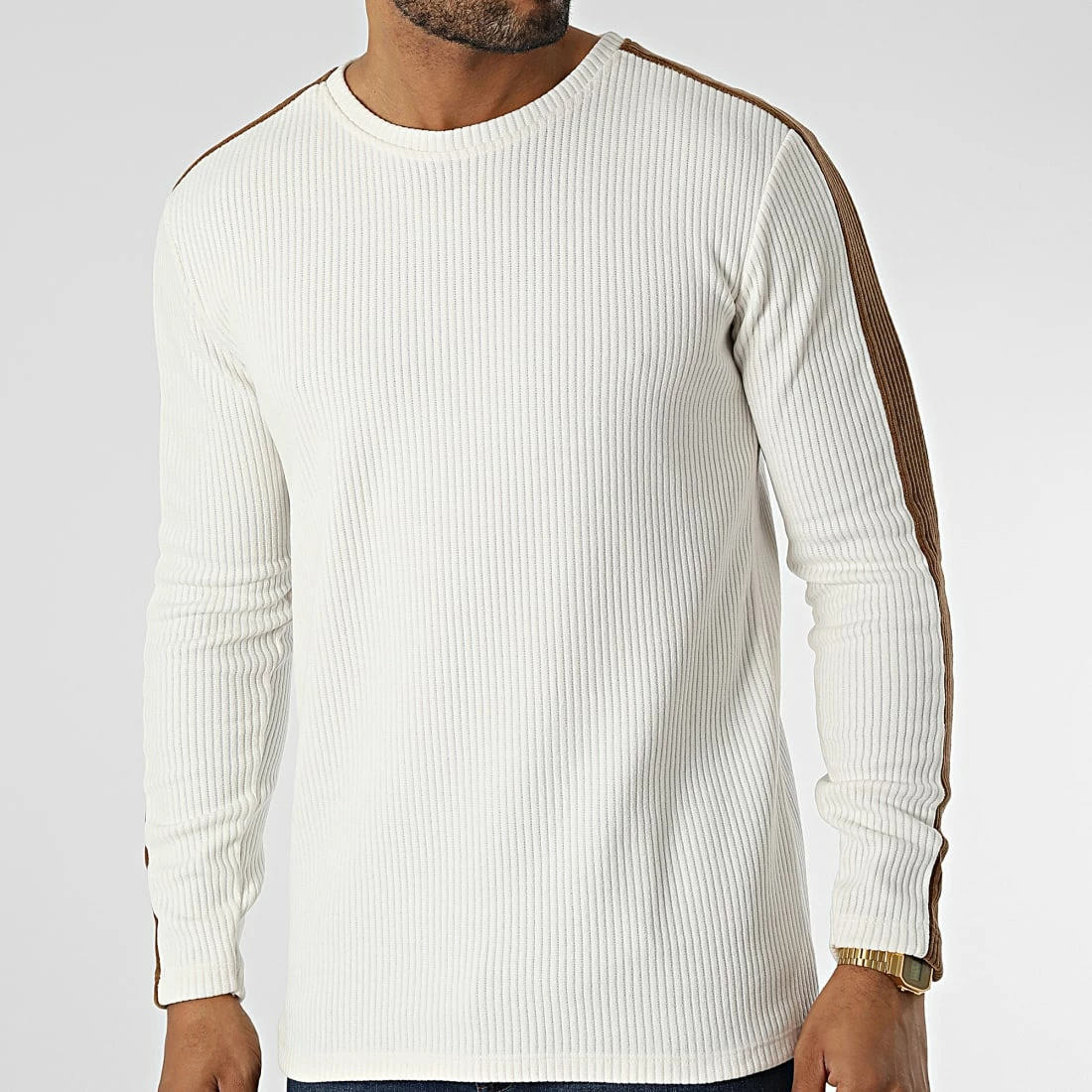 Meilleure affaire ✨ Tee 👕 Shirt Manches Longues D7534 Blanc Camel de Frilivin 😍 5 Meilleure affaire ✨ Tee 👕 Shirt Manches Longues D7534 Blanc Camel de Frilivin 😍 – Image 3