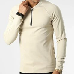 Meilleure vente 🎁 Tee 👚 Shirt Manches Longues Col Zippé 5815 Beige de Frilivin 🔥 -Promos Frilivin Magasin frilivin 344738 5815 BEIGE 20221026T135158 03