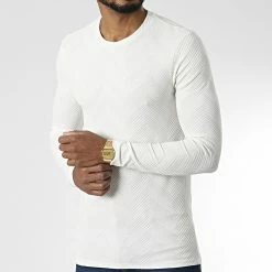 Nouveau 🌟 Tee 👕 Shirt Manches Longues D7374 Blanc de Frilivin 👏