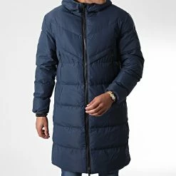 Remise 🔥 Doudoune Capuche Longue FD8161 Bleu Marine de Frilivin ⌛