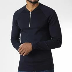 Acheter ⭐ Tee 👚 Shirt Manches Longues Col Zippé 5815 Bleu Marine de Frilivin 👍 -Promos Frilivin Magasin frilivin 344810 5815 NAVY 20221031T141042 03