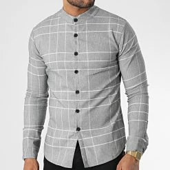 Promo 😉 Chemise Manches Longues Col Mao 4128 Gris Chiné de Frilivin ❤️ -Promos Frilivin Magasin frilivin 344815 4128 5 20221031T141929 03