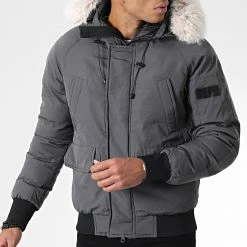 Sortie 🥰 Veste Bomber Capuche Fourrure FD876 Gris de Frilivin 🎁 -Promos Frilivin Magasin frilivin 344816 FD876 4 20221025T153313 03