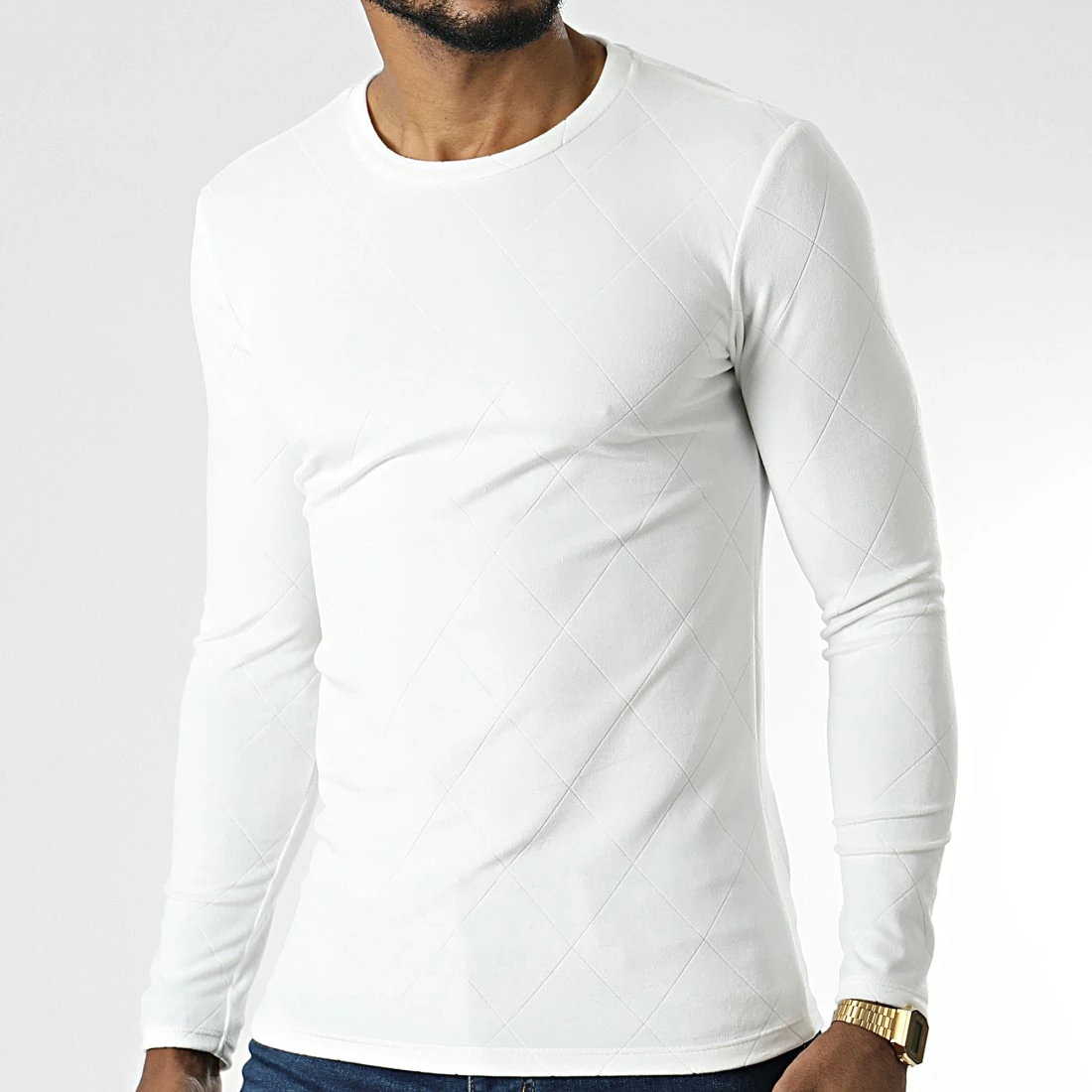 Sortie 💯 Tee 👚 Shirt Manches Longues D7536 Blanc de Frilivin 😀 5 Sortie 💯 Tee 👚 Shirt Manches Longues D7536 Blanc de Frilivin 😀 – Image 3