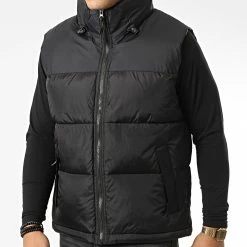 Nouveau 😍 Doudoune Sans Manches Capuche JK2105 Noir de Frilivin ✔️