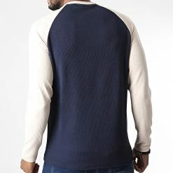 Meilleur prix ✨ Tee 👕 Shirt Manches Longues 6571 Bleu Marine Beige de Frilivin 👍 -Promos Frilivin Magasin frilivin 344951 6571 BEIGE 20221024T151413 04