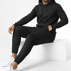 Bon marché 🎁 Ensemble De Survetement D7263 Noir Gris Anthracite de Frilivin 🎁