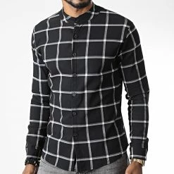 Le moins cher 👍 Chemise Manches Longues 4226 Noir Blanc de Frilivin ✨