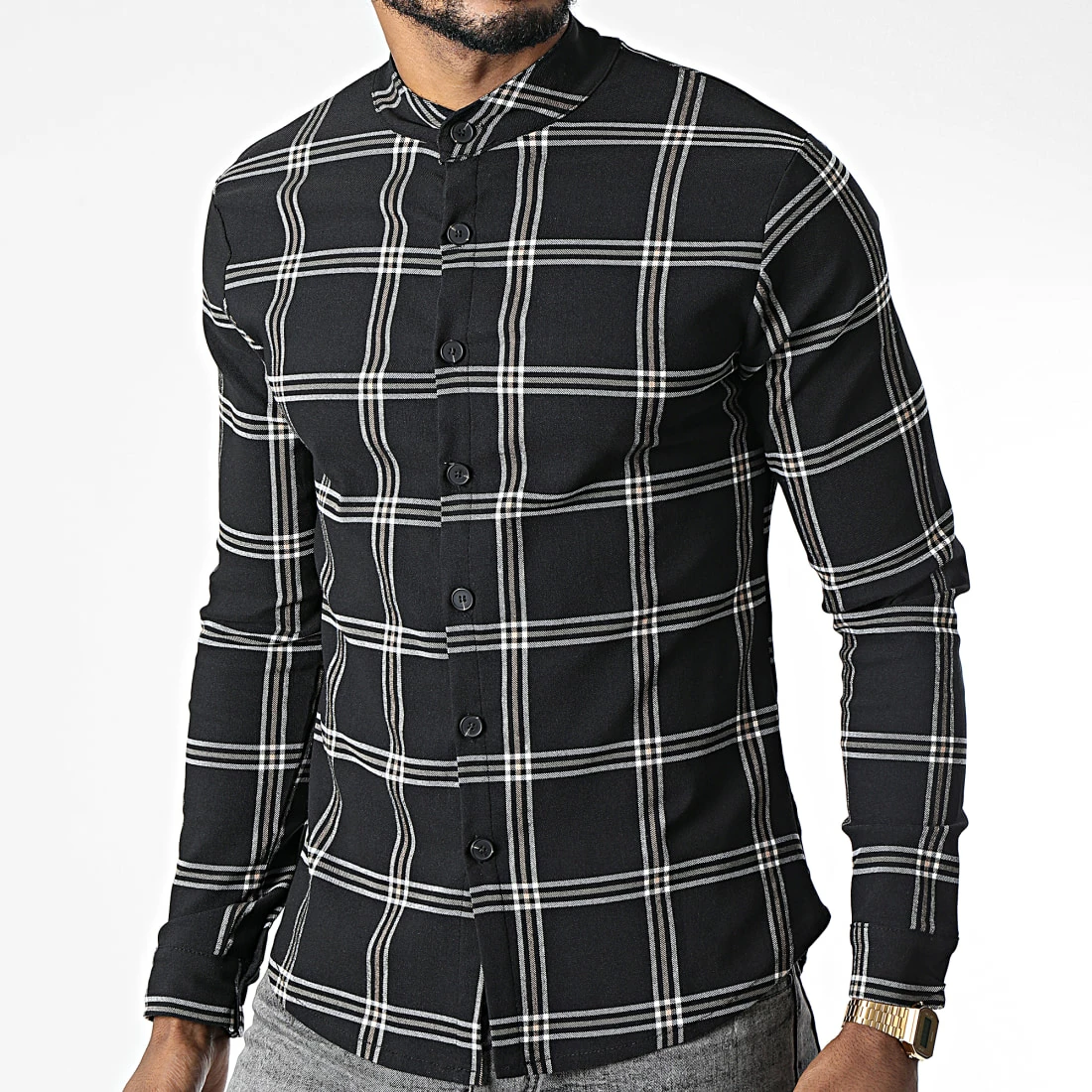 Vente flash 💯 Chemise Manches Longues A Carreaux 4226 Noir Beige de Frilivin 😍 3 Vente flash 💯 Chemise Manches Longues A Carreaux 4226 Noir Beige de Frilivin 😍