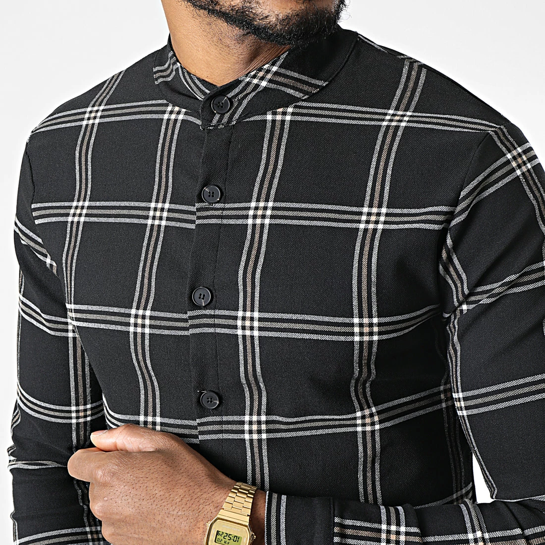 Vente flash 💯 Chemise Manches Longues A Carreaux 4226 Noir Beige de Frilivin 😍 4 Vente flash 💯 Chemise Manches Longues A Carreaux 4226 Noir Beige de Frilivin 😍 – Image 2