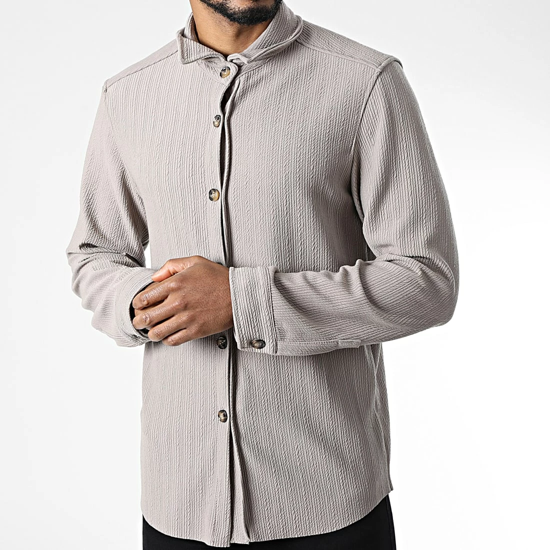 Le moins cher ⭐ Chemise Manches Longues 219216 Beige Taupe de Frilivin ⌛ 5 Le moins cher ⭐ Chemise Manches Longues 219216 Beige Taupe de Frilivin ⌛ – Image 3