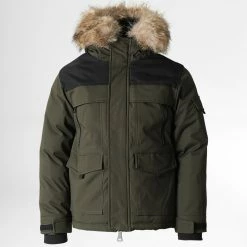 Remise 🧨 Parka Fourrure Enfant FD900 Vert Kaki de Frilivin 🤩