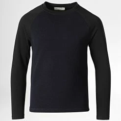 Budget ✔️ Tee 👕 Shirt Manches Longues Enfant 745 Bleu Marine Noir de Frilivin 😀
