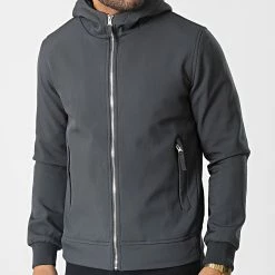 Meilleure vente ⌛ Veste Zippée Capuche DL035-4 Gris Anthracite de Frilivin 👏