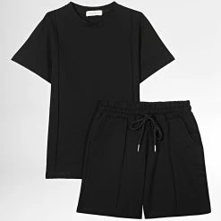Coupon 😍 Ensemble Short Tee 👚 Shirt Enfant 715 Noir de Frilivin 👏