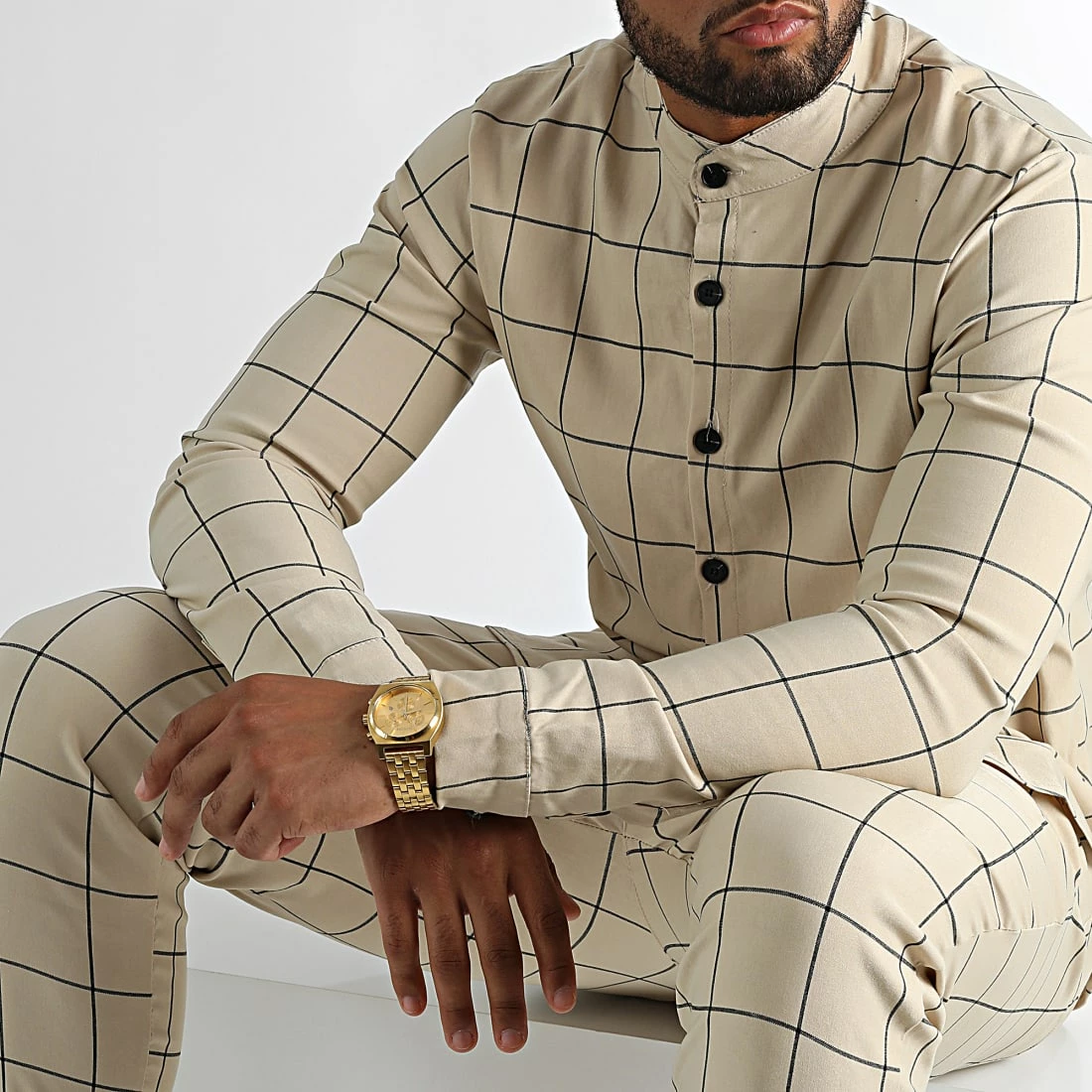 Sortie 🎁 Ensemble Chemise Manches Longues Et Pantalon Carreaux 1719 Beige de Frilivin 💯 3 Sortie 🎁 Ensemble Chemise Manches Longues Et Pantalon Carreaux 1719 Beige de Frilivin 💯