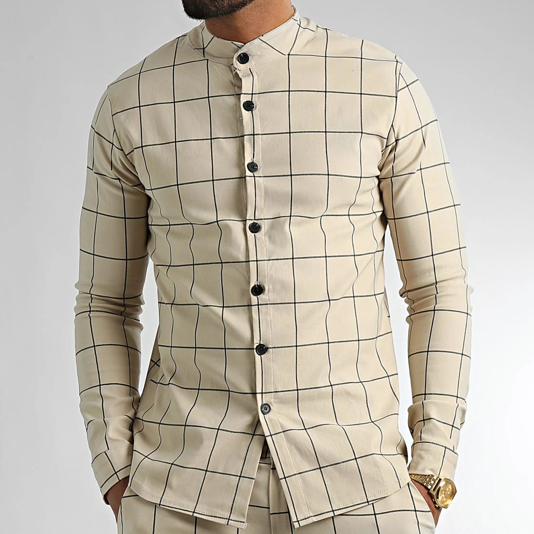 Sortie 🎁 Ensemble Chemise Manches Longues Et Pantalon Carreaux 1719 Beige de Frilivin 💯 5 Sortie 🎁 Ensemble Chemise Manches Longues Et Pantalon Carreaux 1719 Beige de Frilivin 💯 – Image 3